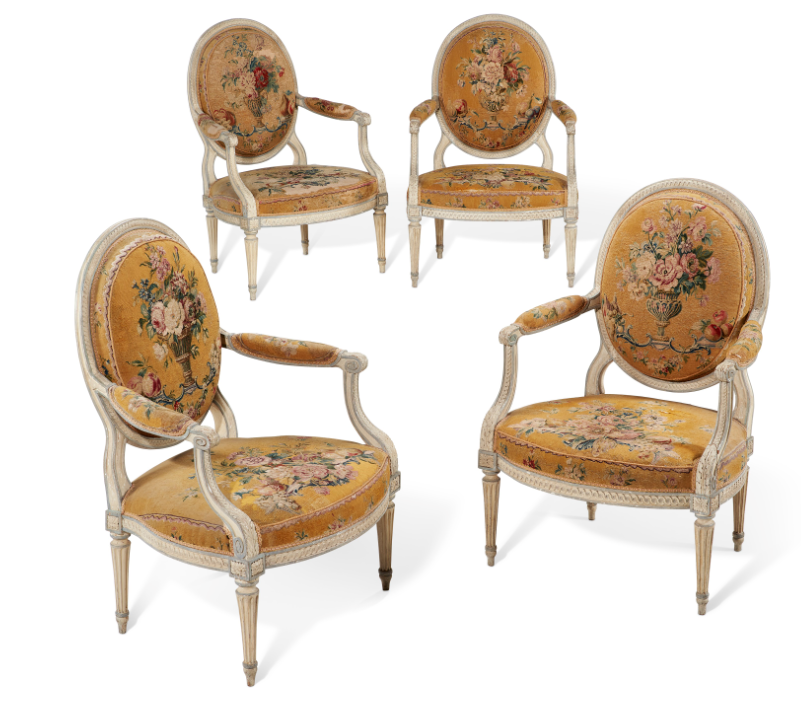 A SET OF FOUR LOUIS XVI CREAM 