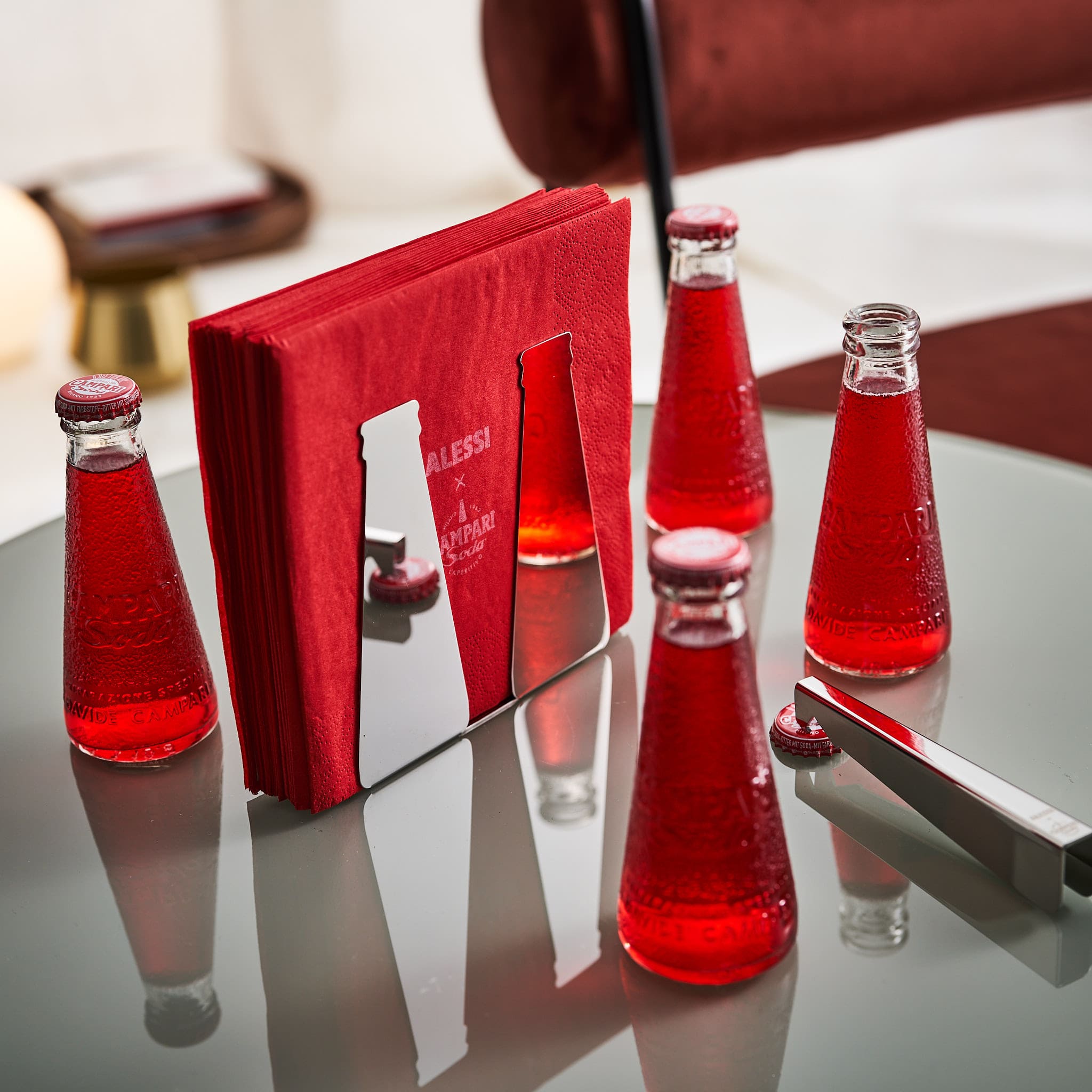 Alessi x Campari Soda Apribottiglie Portatovaglioli 1