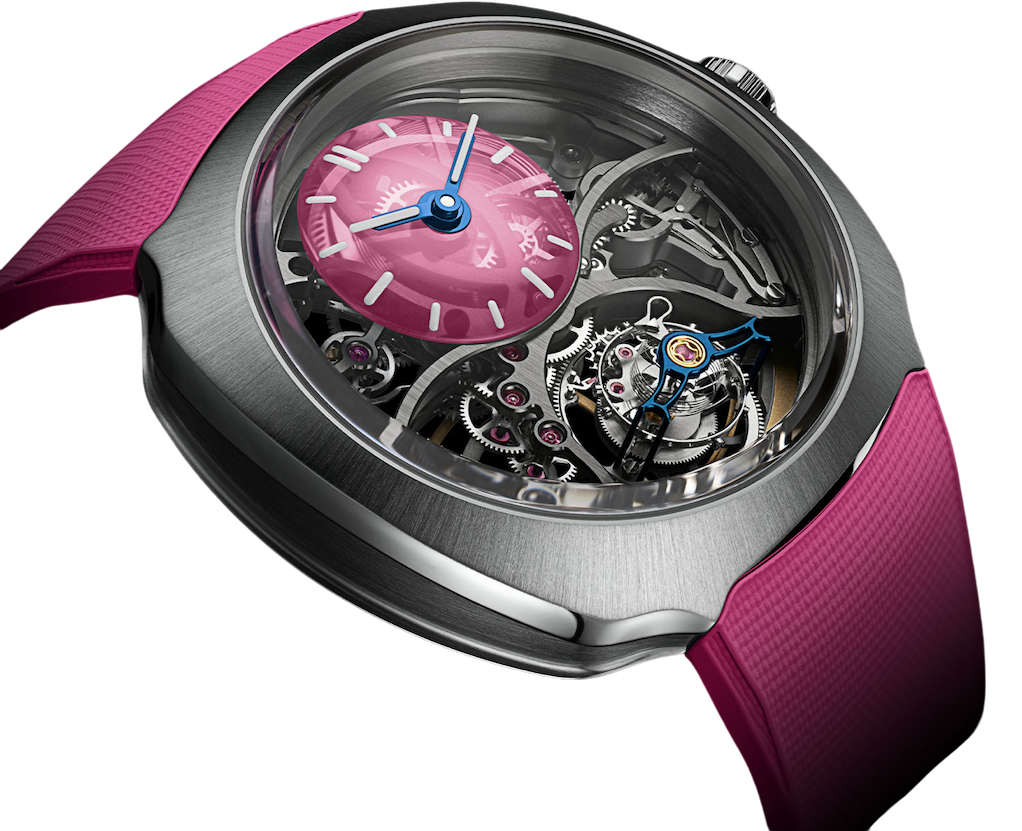 H MOSER CIE STREAMLINER CYLINDRICAL TOURBILLON SKELETON ALPINE LIMITED EDITION PINK LIVERY 3