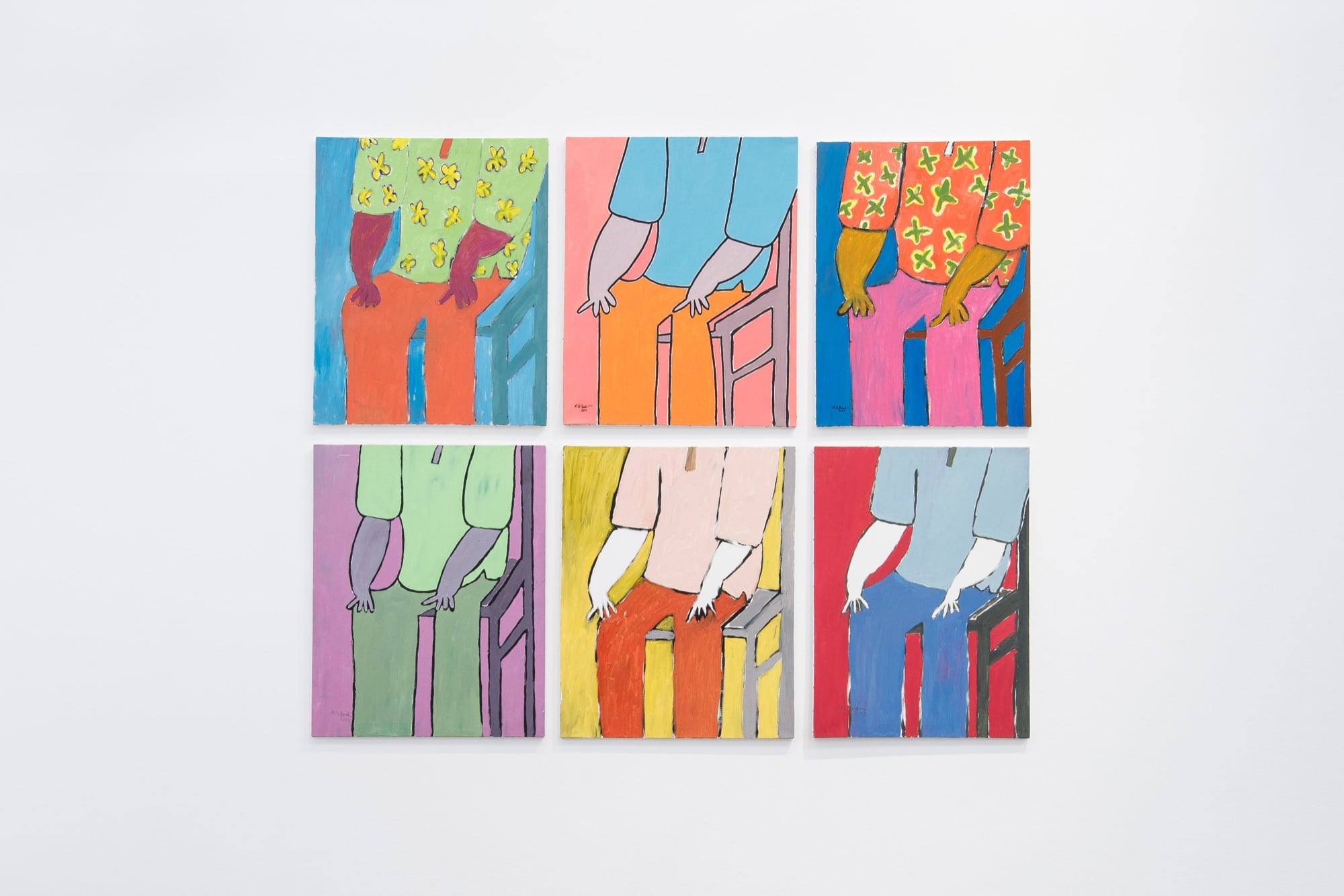 Mohamed Ahmed Ibrahim Sitting Man 2013 Oil on Canvas 81 x 65 cm each Courtesy the artist and Lawrie Shabibi