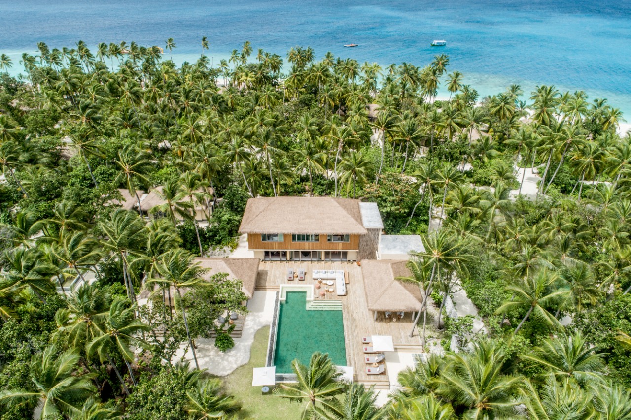 Royal Beachfront Residence Lush Green Aerial Shot