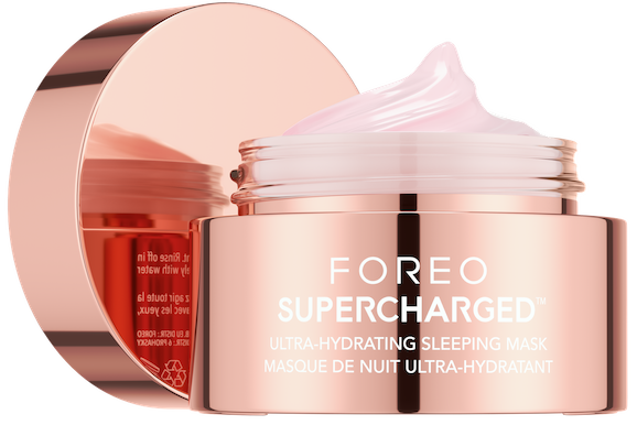 SUPERCHARGED Ultra Hydrating Sleeping Mask 75ml Glass Bottle on white Open