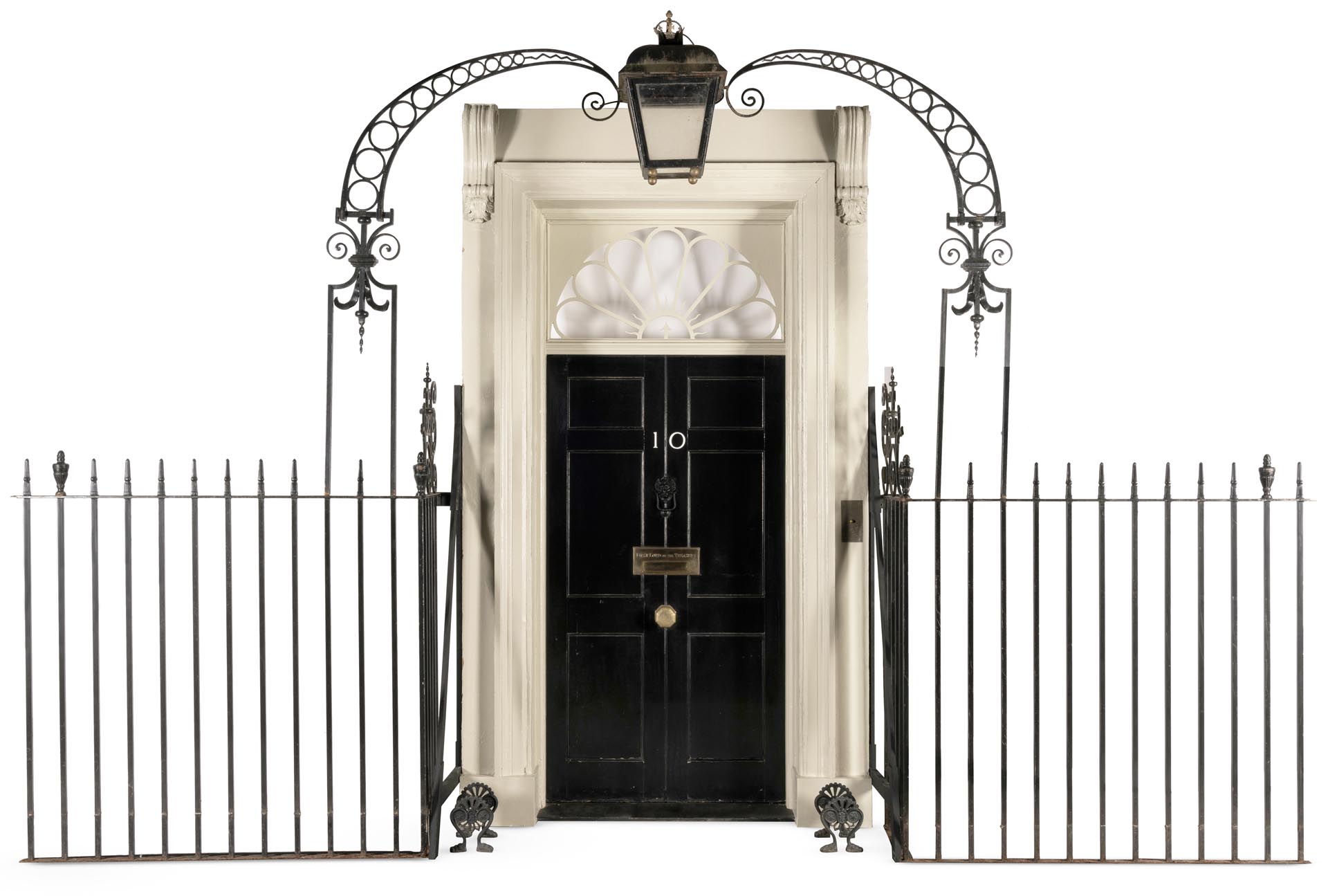 The 10 Downing Street Facade to include lantern railings and boot scraper. Estimate 20000 30000