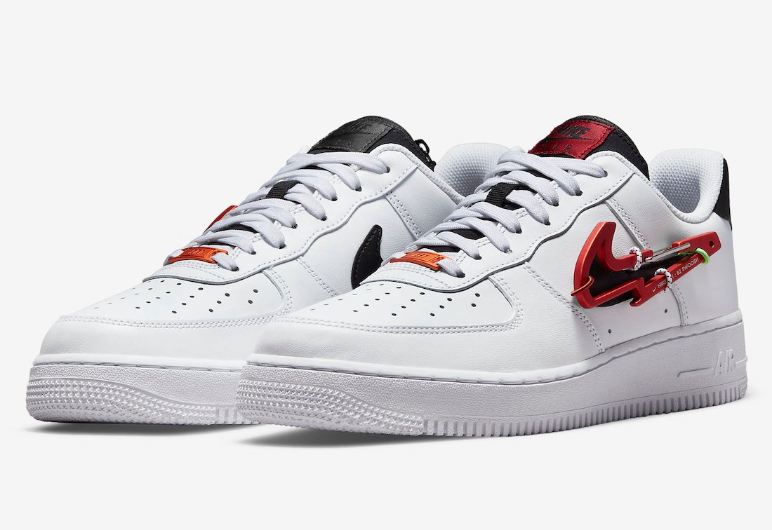 nike air force 1 low carabiner swoosh habanero red