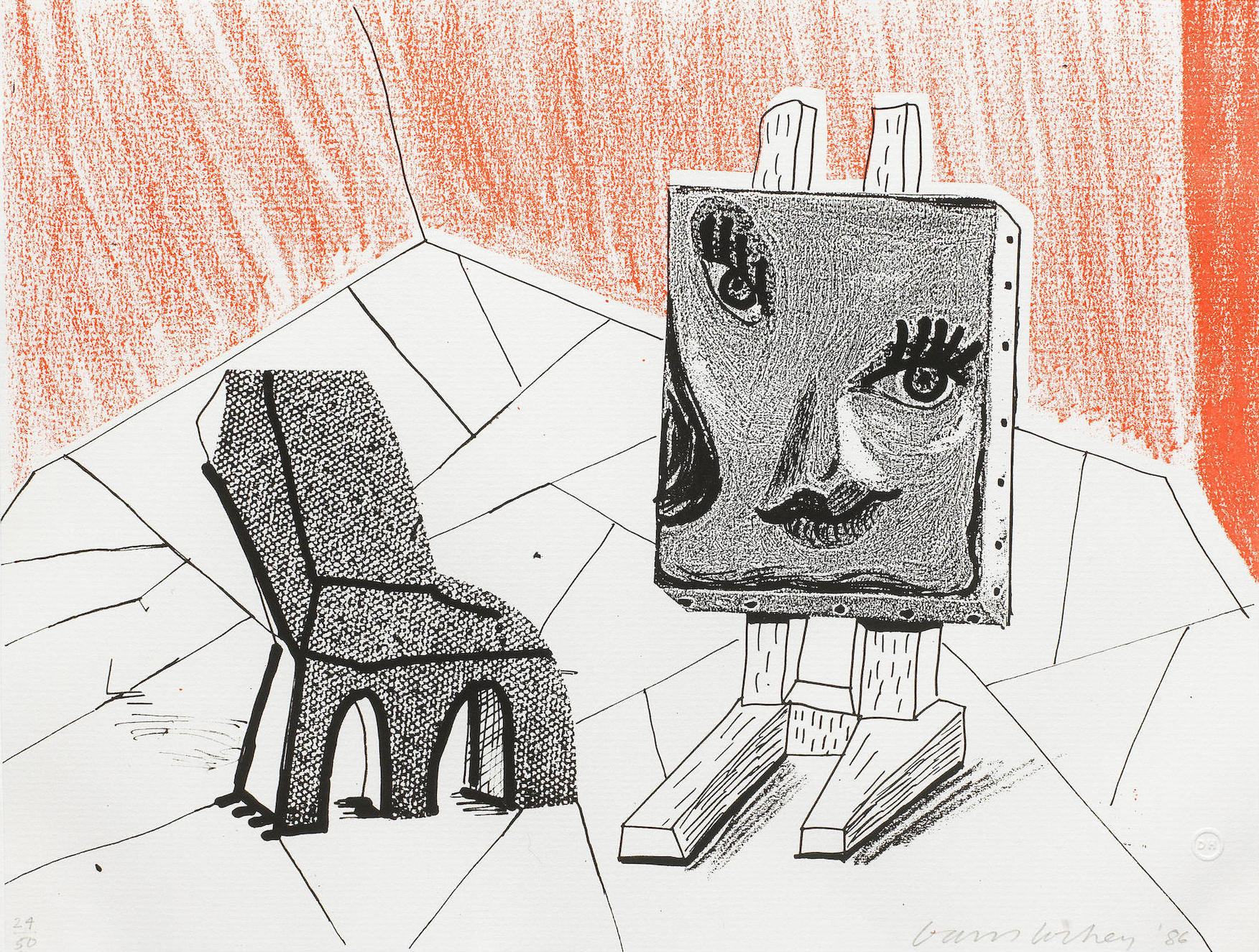 David Hockney Celia with Chair